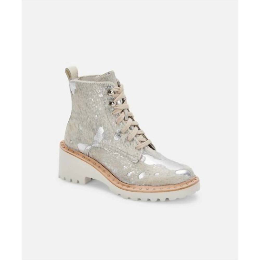 NEW DOLCE VITA hinto boots in silver metallic calf hair